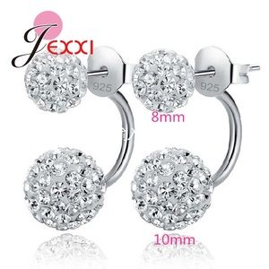 New, Sterling Silver Crystal Ball Earrings